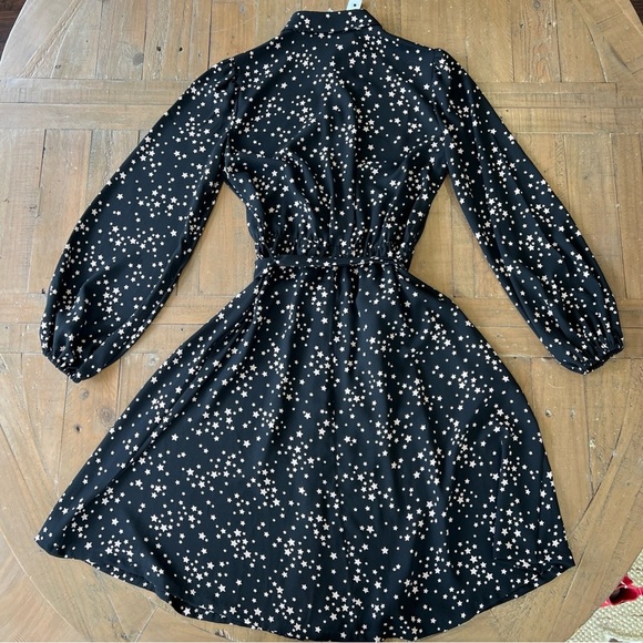 Kate Spade Black Scattered Stars Button Front Shirt Dress Preppy Fit And Flare 4 - Picture 6 of 9